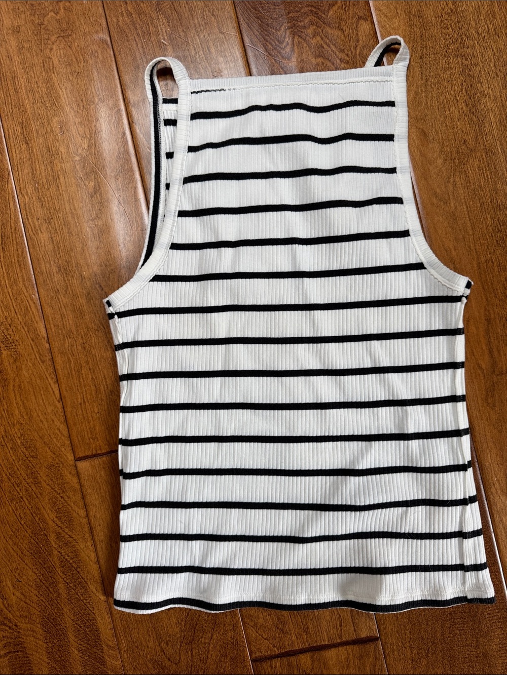 We The Free Black & White Striped Ribbed Tank Med